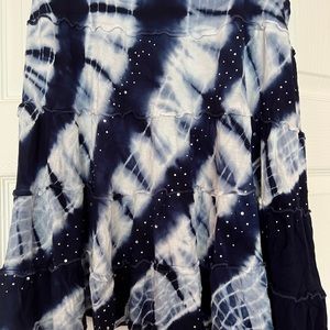 INC Ladies Navy and White Tie-dyed Knee Length Skirt, Size XL